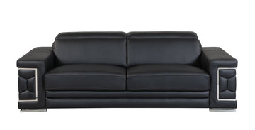 Top Grain Italian Leather Sofa - Matte Black