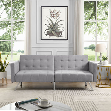 Sofa Bed Convertible Folding Light Grey