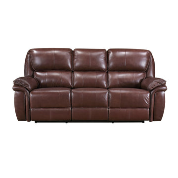 Double Reclining Sofa Brown Leather Luxurious Comfort Style Living Room Furniture 1pc