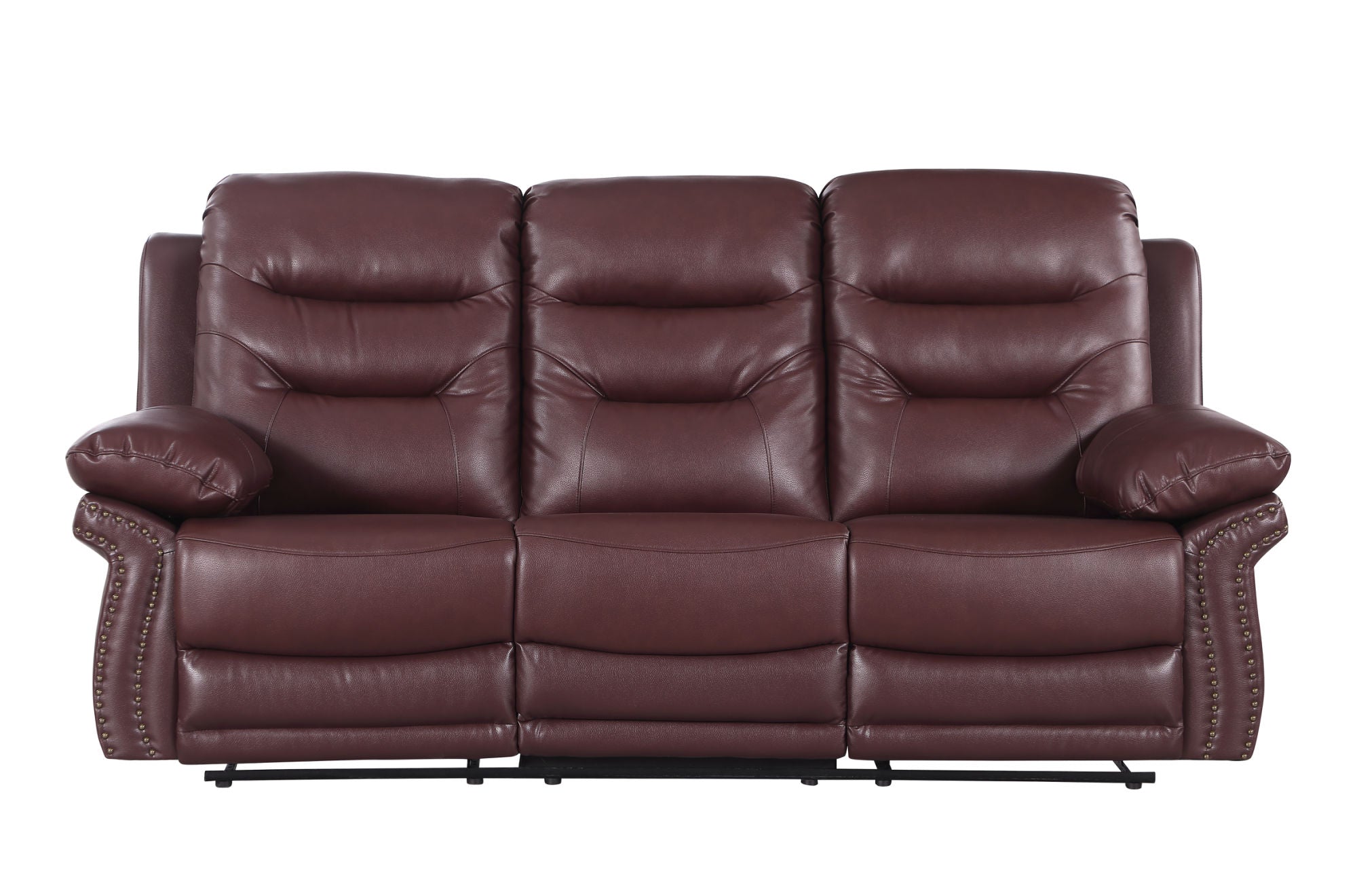 Global United Leather Air Upholstered Reclining Sofa with Fiber Back