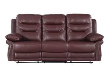 Global United Leather Air Upholstered Reclining Sofa with Fiber Back