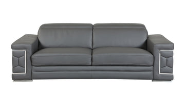Top Grain Italian Leather Sofa - Dark Grey