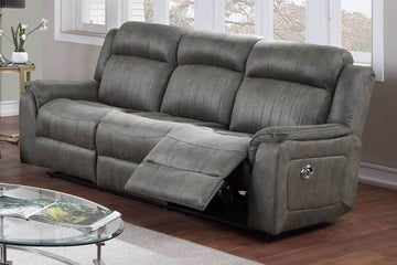 Contemporary Power Motion Sofa 1pc Couch Living Room Furniture Slate Blue Breathable Leatherette