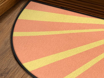 Midcentury Modern Entryway Rug Semi-Circle Retro Sunset Rug Indoor Design Carpet Accenty Welcome Mat Mid Mod Rug Soft Short Pile Midmod Rug