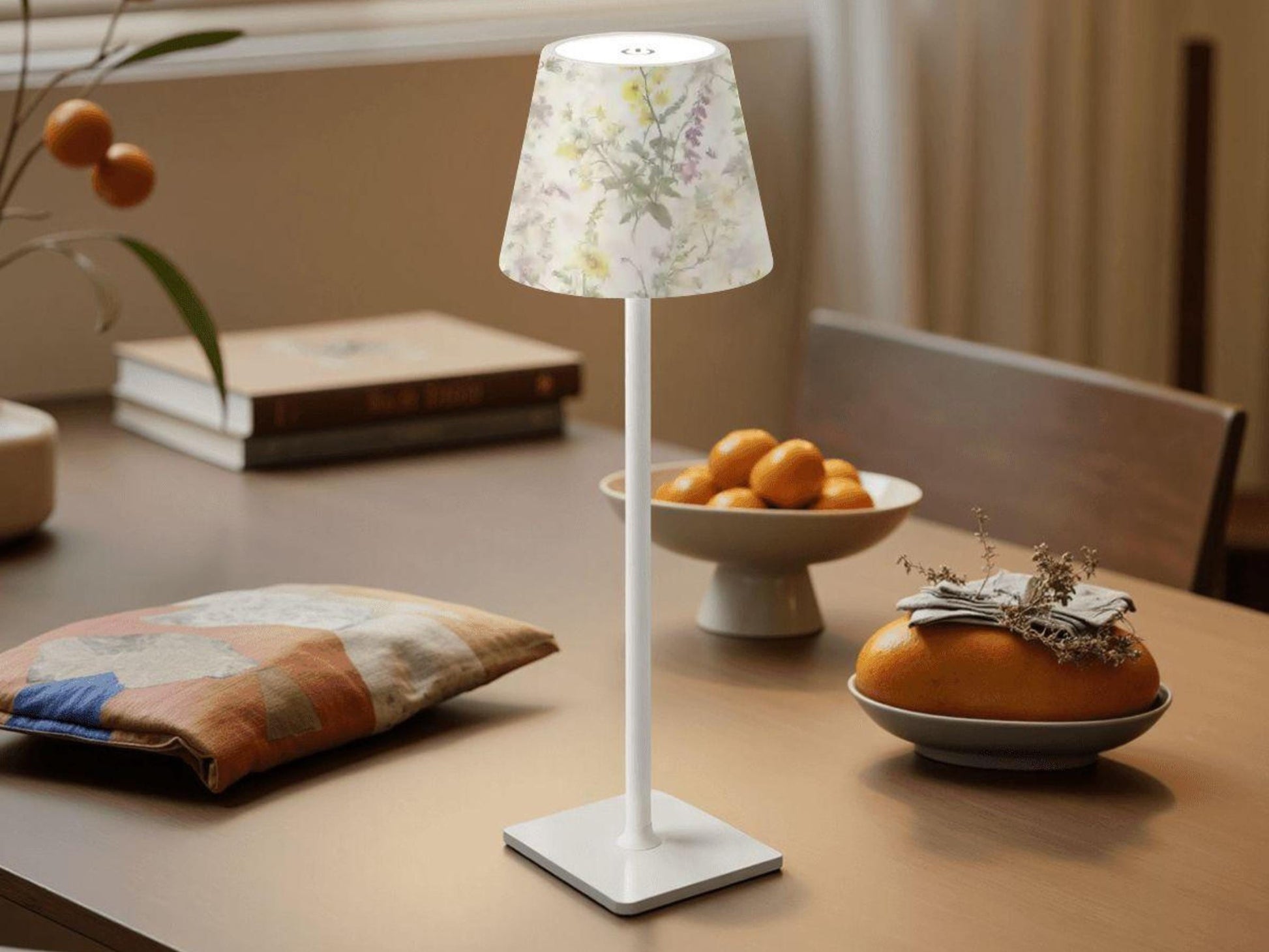 Cordless Table Lamp LED Touch Activated Desk Lamp Wildflower Rechargeable Lamp Nightstand Dimmable Table Lamp Stepless Dimming By Touch Lamp