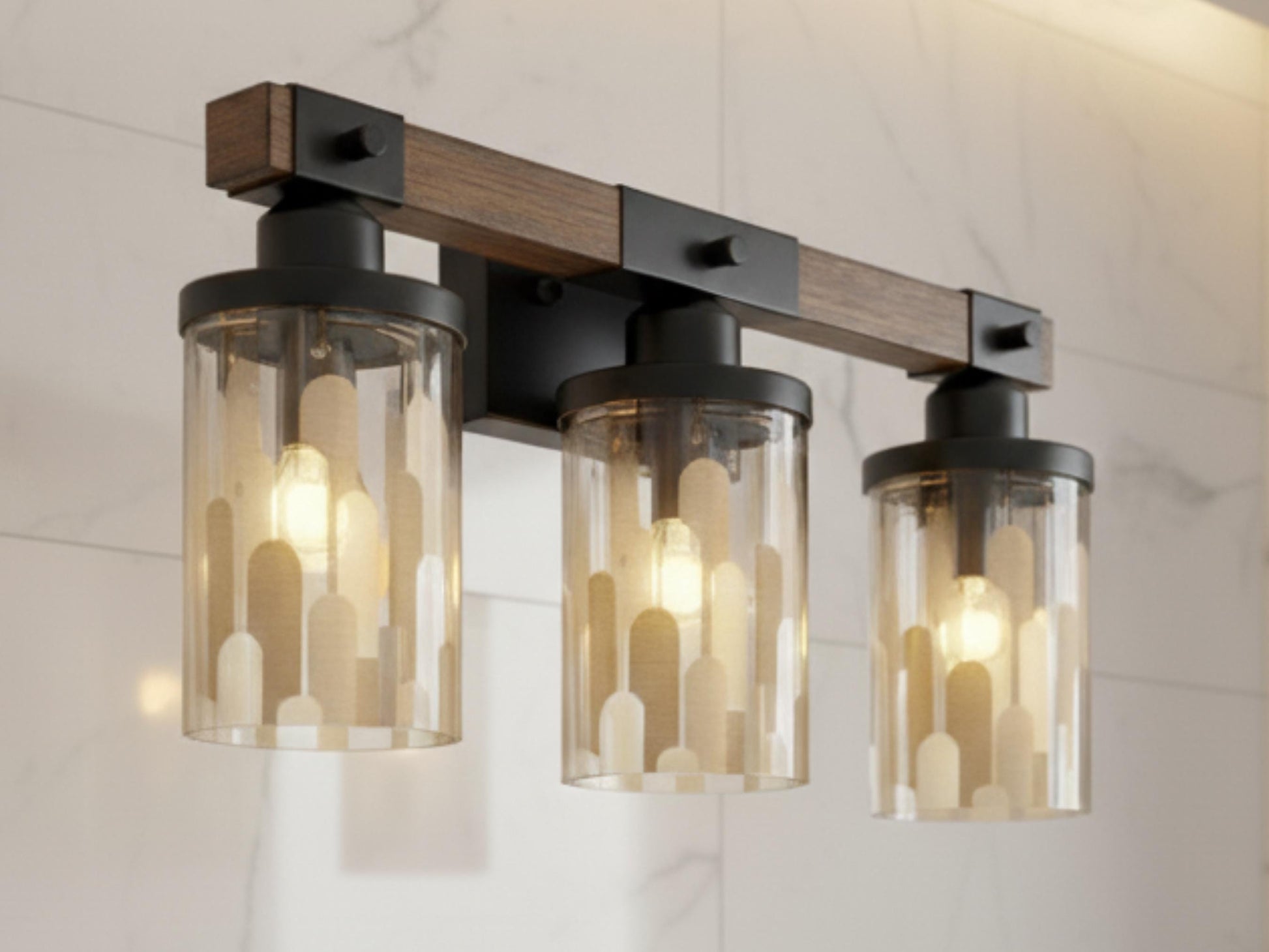 Bathroom Vanity Lighting Skyline Vanity Light Fixture 3-Light Decorative Metal and Glass Restroom Light City Sky Line Light Over Sink Decor