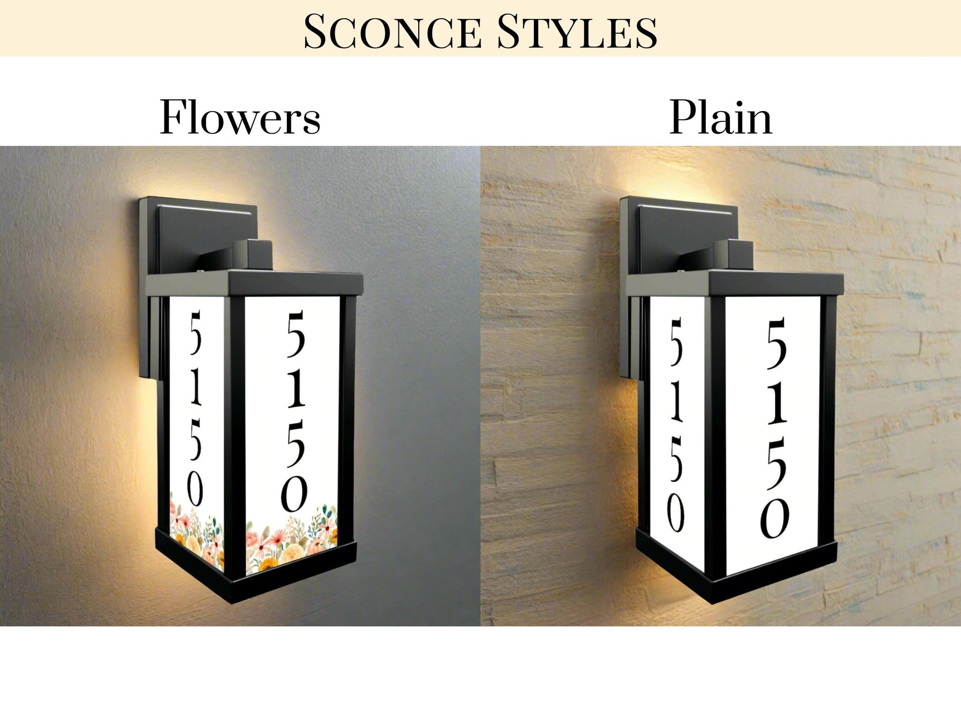 Outdoor Wall Light With House Number Floral Wall Sconce Porch Lighting Fixture Custom Address Number Lamp for Garage Sconce Personalized