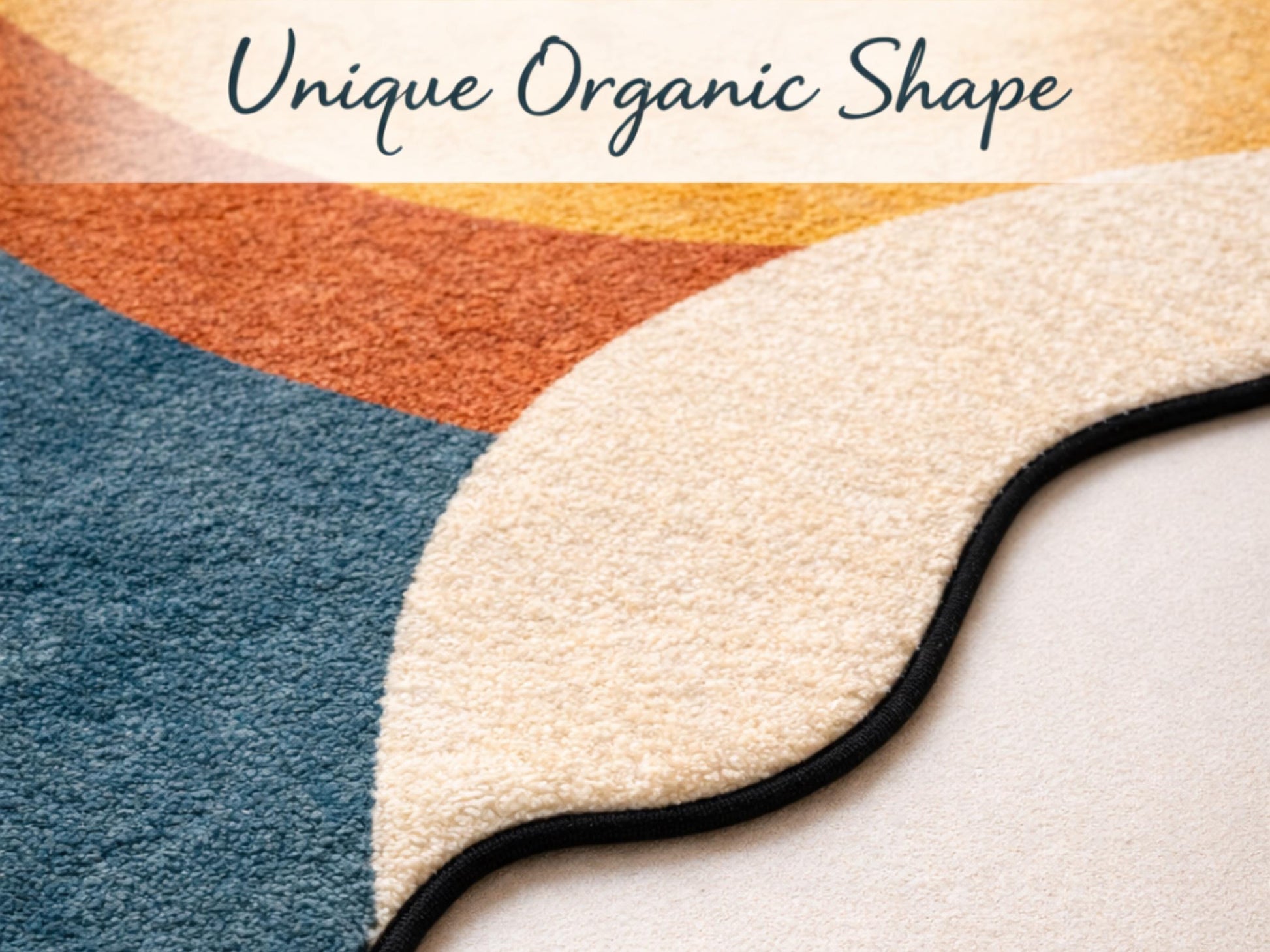 Mid Century Modern Scalloped Rug Retro Wave Area Rug Organic Abstract Color Block Rug Modern Living Room Statement Rug Wavy Stripe MCM Rug