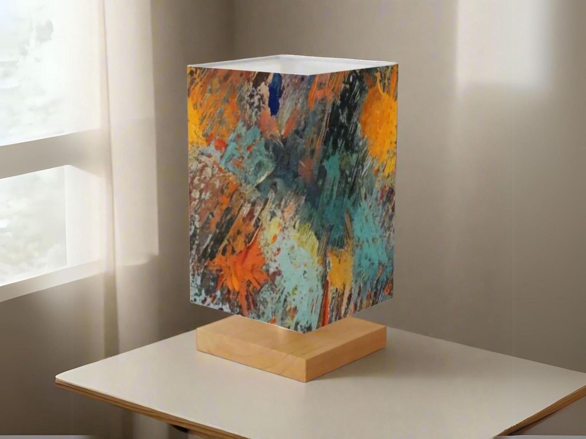 Table Lamp With Remote Control For Bedroom Watercolor Paint Splatter Lamp Small Desk Lamp For Office Wood Desk Lamp Lighting for Living Room