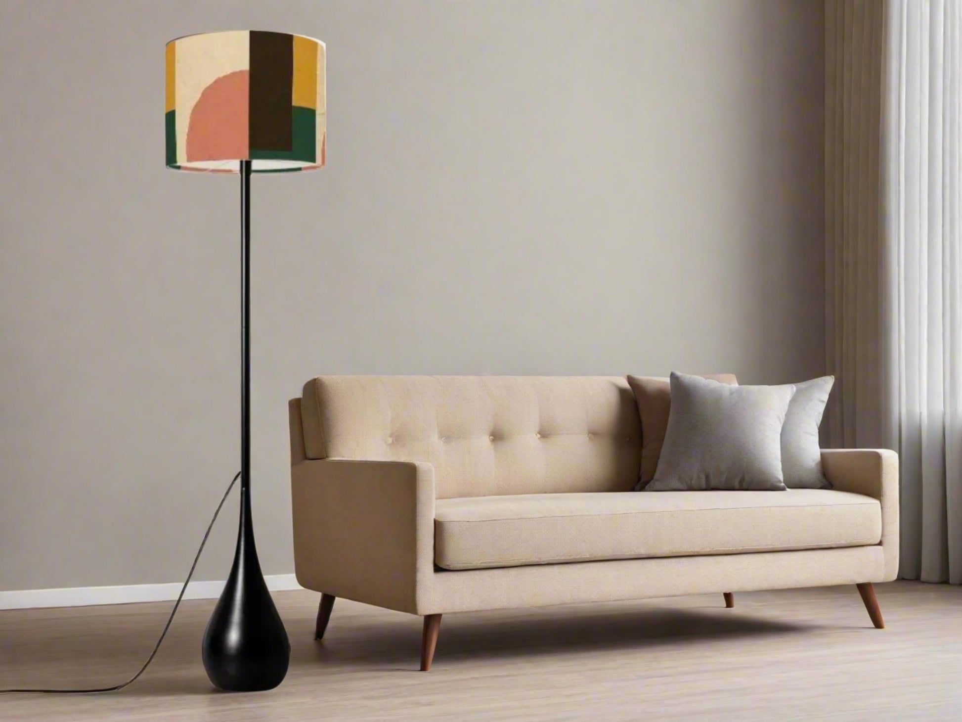 Floor Lamp Midcentury Modern Teardrop Living Room Lamp Gift Housewarming Present Idea MCM Design Bedroom Lighting Floor Lamp Remote Control