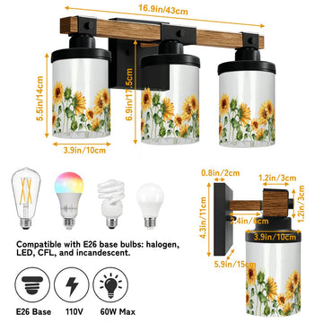 Sunflower Meadow Three-Light Vanity Fixture