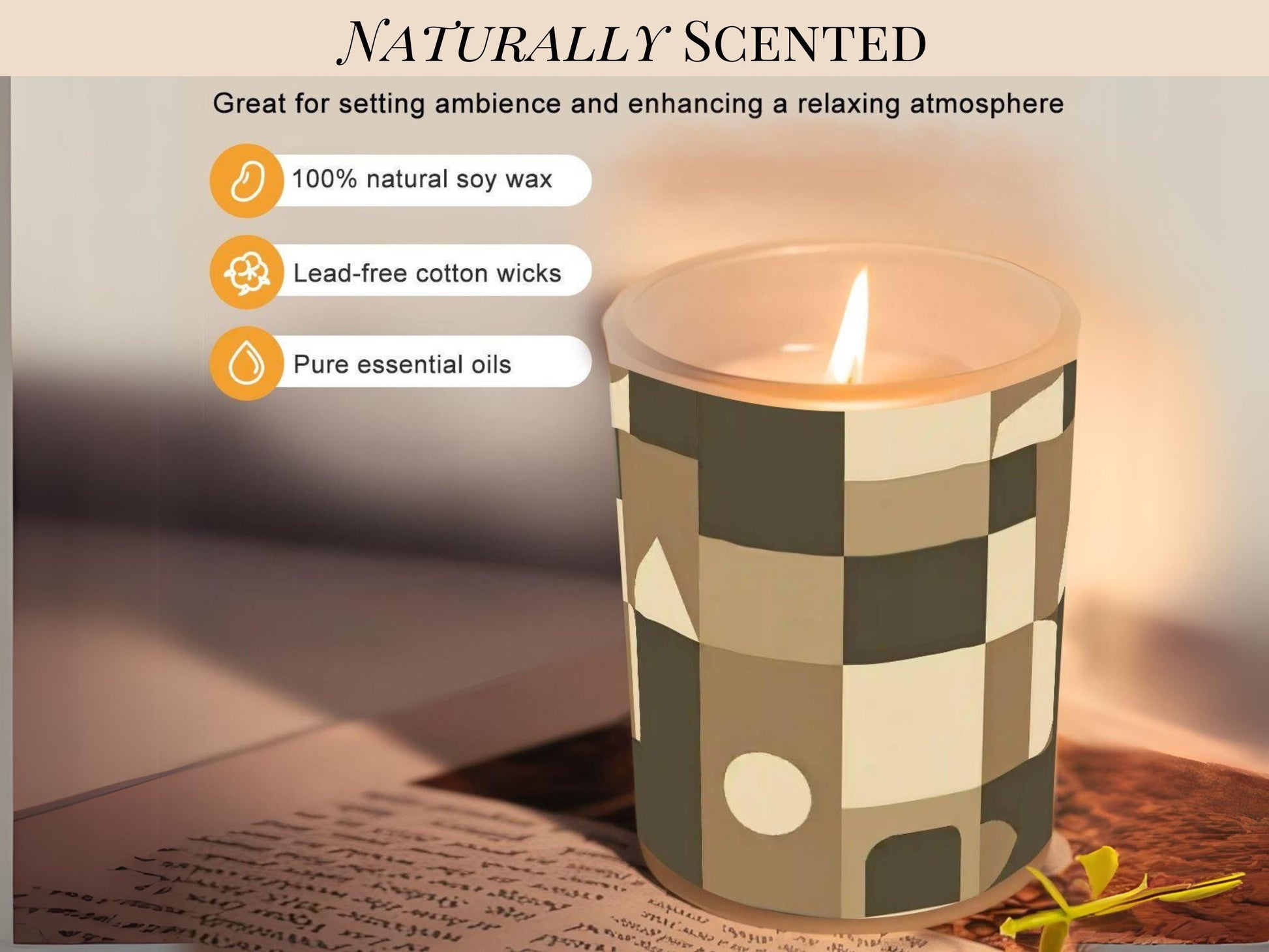 Candle Warmer Lamp Scented Soy Wax Warmer Candle Lamp For Nightstand Geometric Brown Candle Housewarming Gift For Her Scent Candle Gift Idea