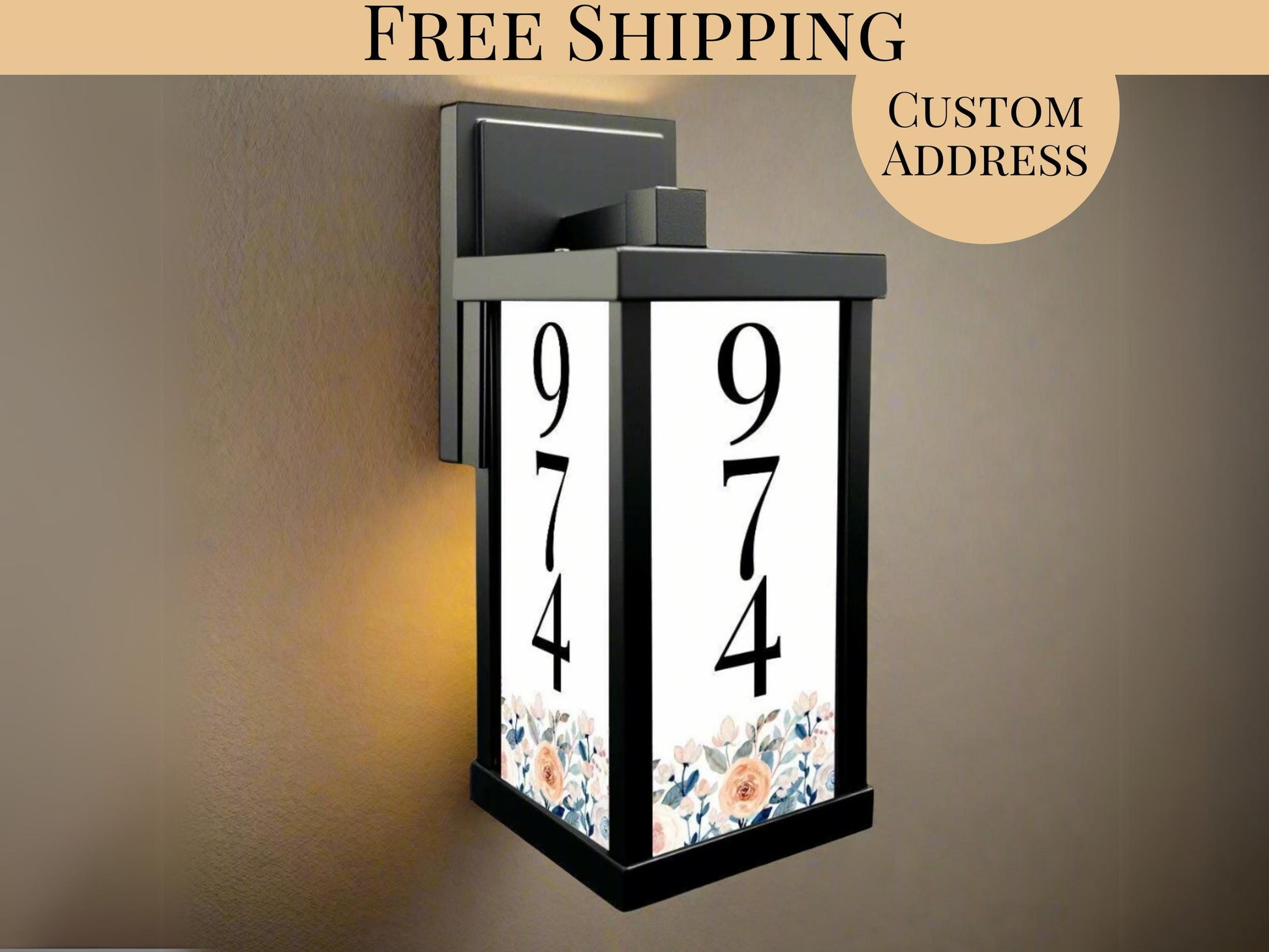 Porch Lighting Fixture Custom Address Number Outdoor Wall Light Personalized With House Number Floral Wall Sconce Lamp for Garage Sconce