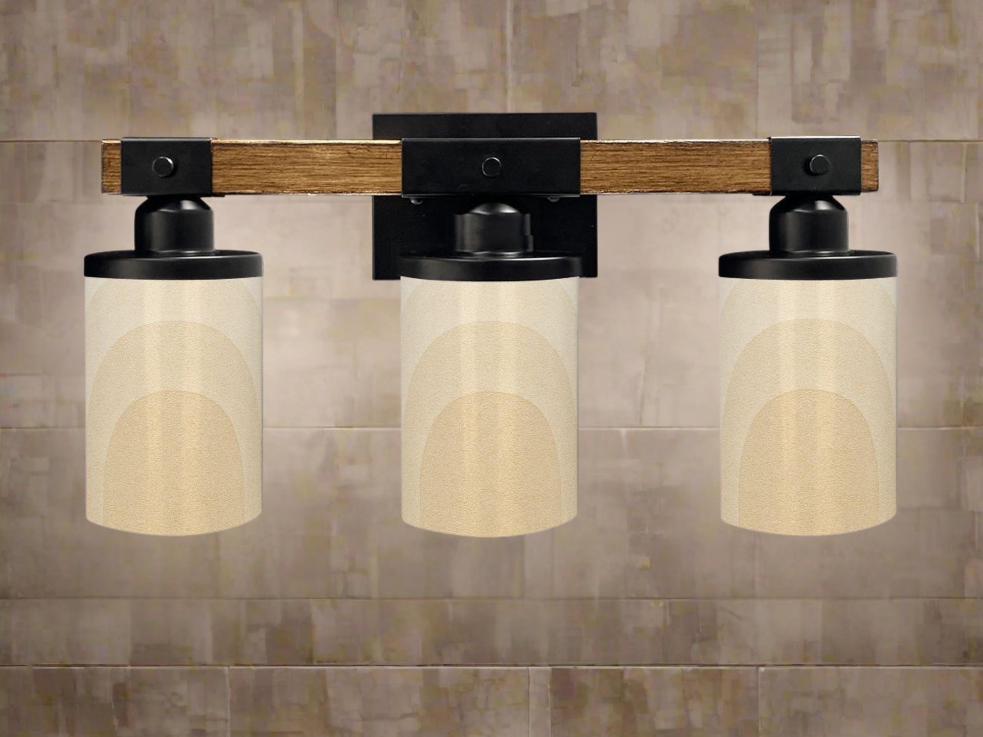 Luxury Bathroom Lighting Minimalist Vanity Light Fixture 3-Light Decorative Metal and Glass Restroom Light Sandy Arch Light Over Sink Decor