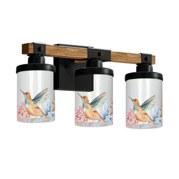 Watercolor Hummingbird Three-Light Vanity Fixture