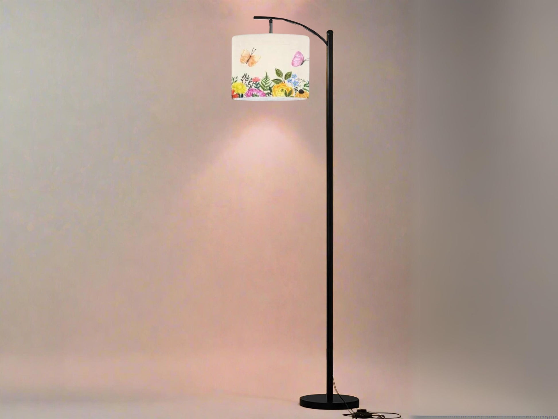 Arc Floor Lamp Modern Spring Butterflies Living Room Lamp Gift Housewarming Present Idea Flowers Design Bedroom Lighting Floor Lamp Gift