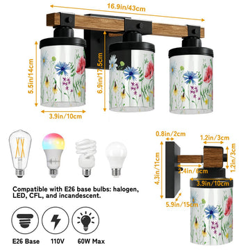 Wildflower Meadow Three-Light Vanity Fixture