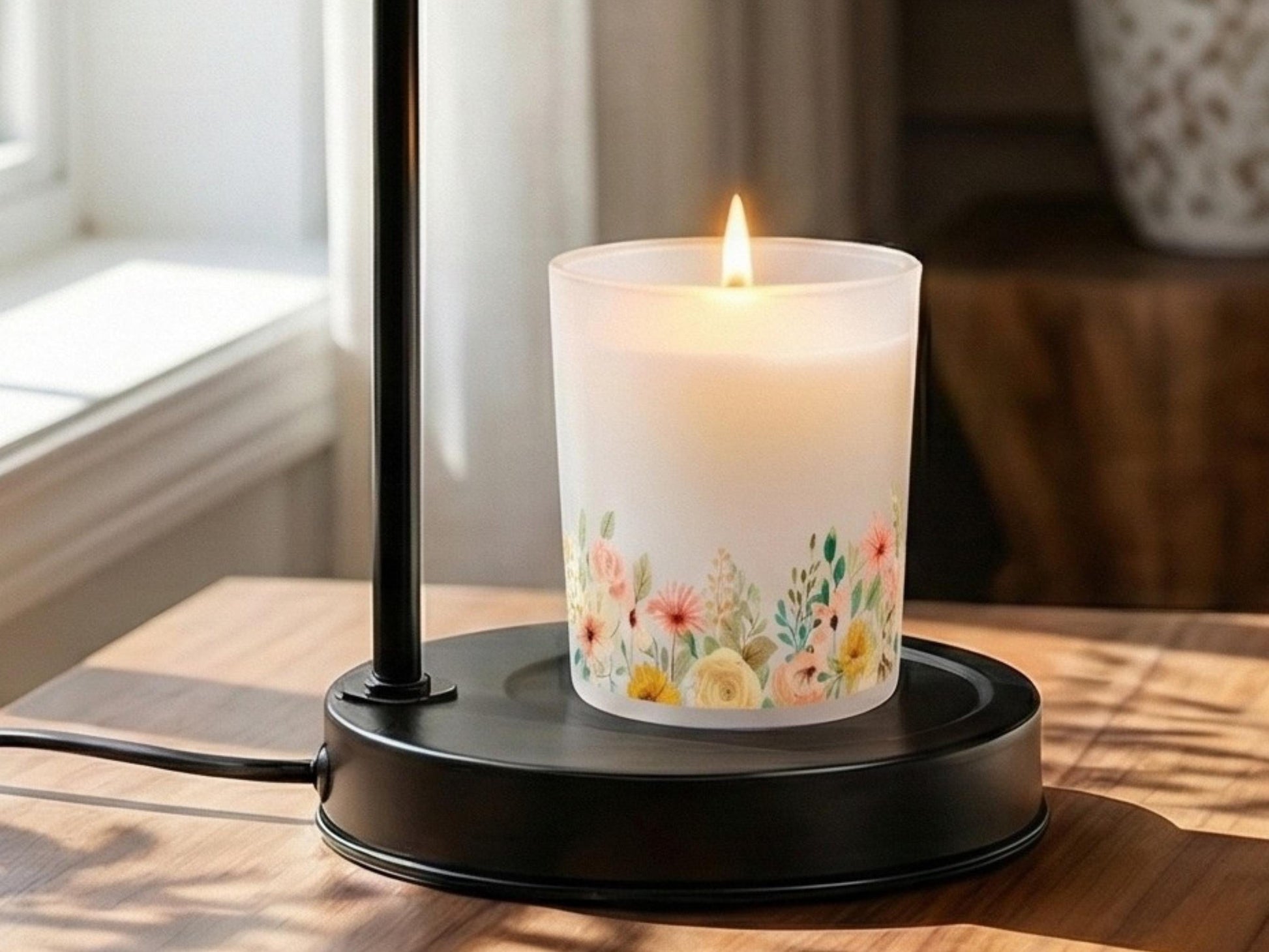Candle Warmer Lamp For Nightstand Floral Candle Scented Soy Wax Warmer Candle Lamp Housewarming Gift For Her Rose Scent Candle Gift Idea Mom
