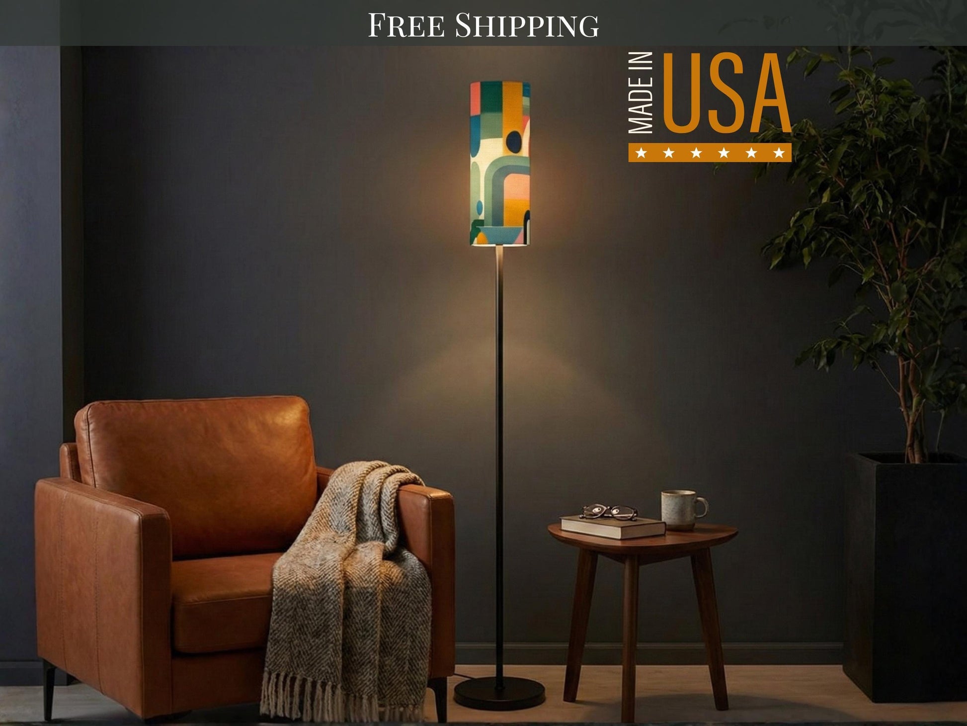 Floor Lamp Mid Century Modern Abstract Floor Lamp Retro MCM Floor Lighting Tall Lamp Geometric Minimalist Accent Lighting Vintage Mod Decor