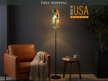 Floor Lamp Mid Century Modern Abstract Floor Lamp Retro MCM Floor Lighting Tall Lamp Geometric Minimalist Accent Lighting Vintage Mod Decor