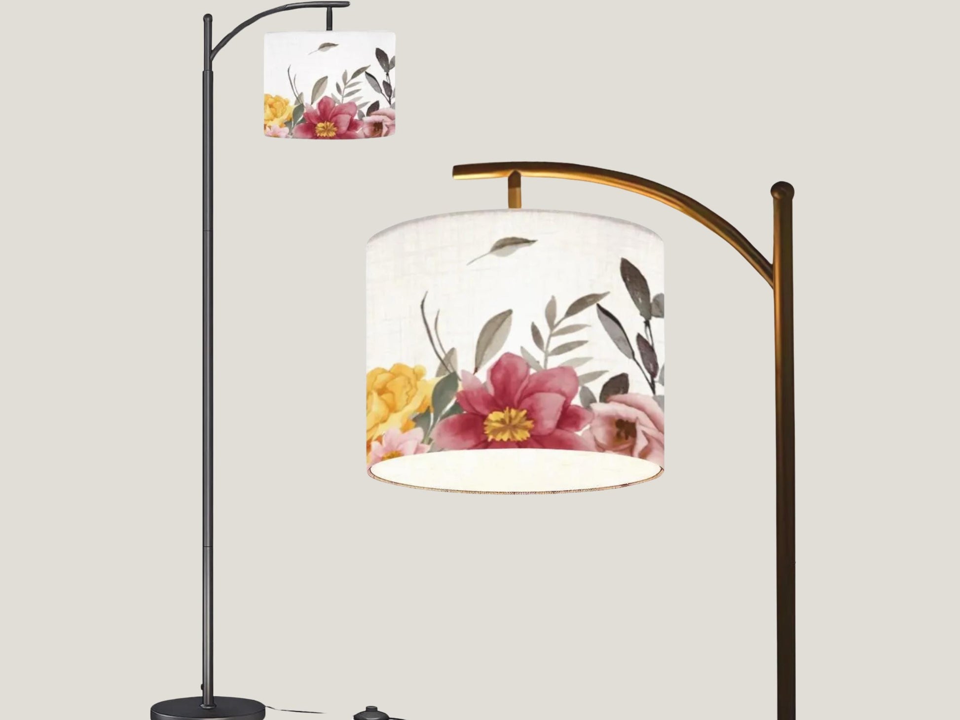 Modern Arc Floor Lamp Watercolor Floral Housewarming Present Idea Living Room Lamp Gift Wildflowers Design Bedroom Lighting Floor Lamp Gift