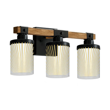 Golden Sunray Lines Three-Light Vanity Fixture