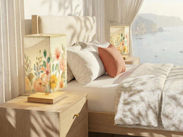 Bedside Table Lamp Remote Control Floral Watercolor Flowers Lamp For Small Desk Lamp For Office Wood Desk Lamp Lighting for Living Room