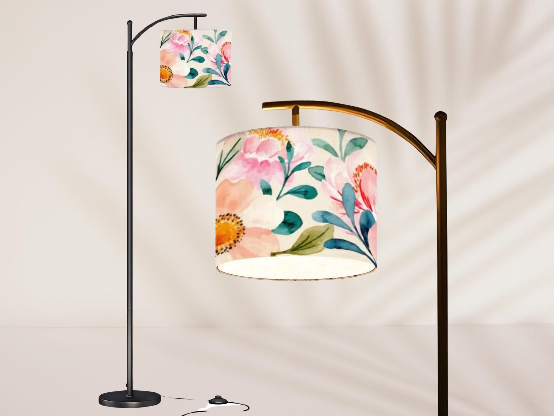 Floor Lamp Arc Living Room Lamp Gift Modern Watercolor Floral Housewarming Present Idea Wildflowers Design Bedroom Lighting Floor Lamp Gift