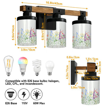 Cottage Wildflower Meadow Three-Light Vanity Fixture