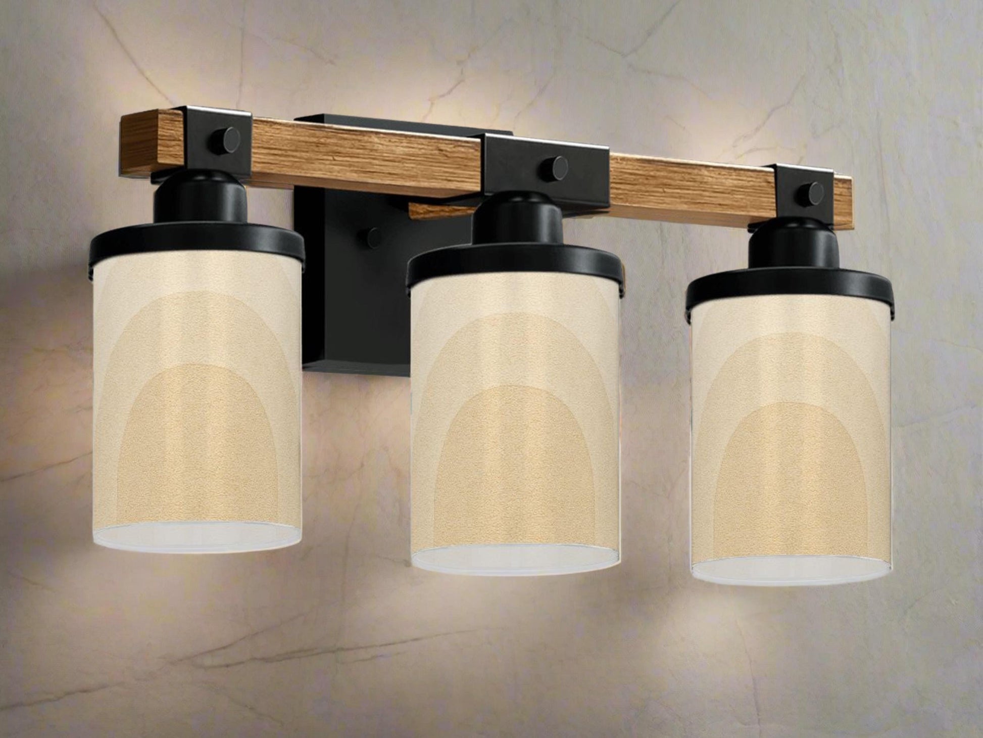 Luxury Bathroom Lighting Minimalist Vanity Light Fixture 3-Light Decorative Metal and Glass Restroom Light Sandy Arch Light Over Sink Decor