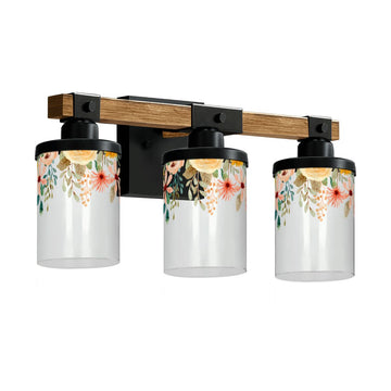 Hanging Floral Garland Three-Light Vanity Fixture