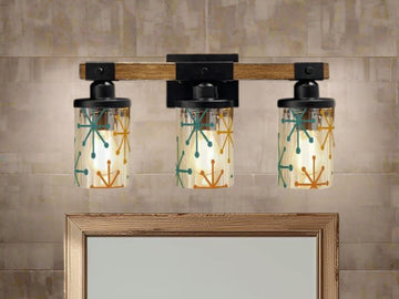 Bathroom Vanity Light Fixture Starburst 3-Light Farmhouse Luxury Bathroom Lighting Clear Glass and Metal Restroom Light Over Sink Decor