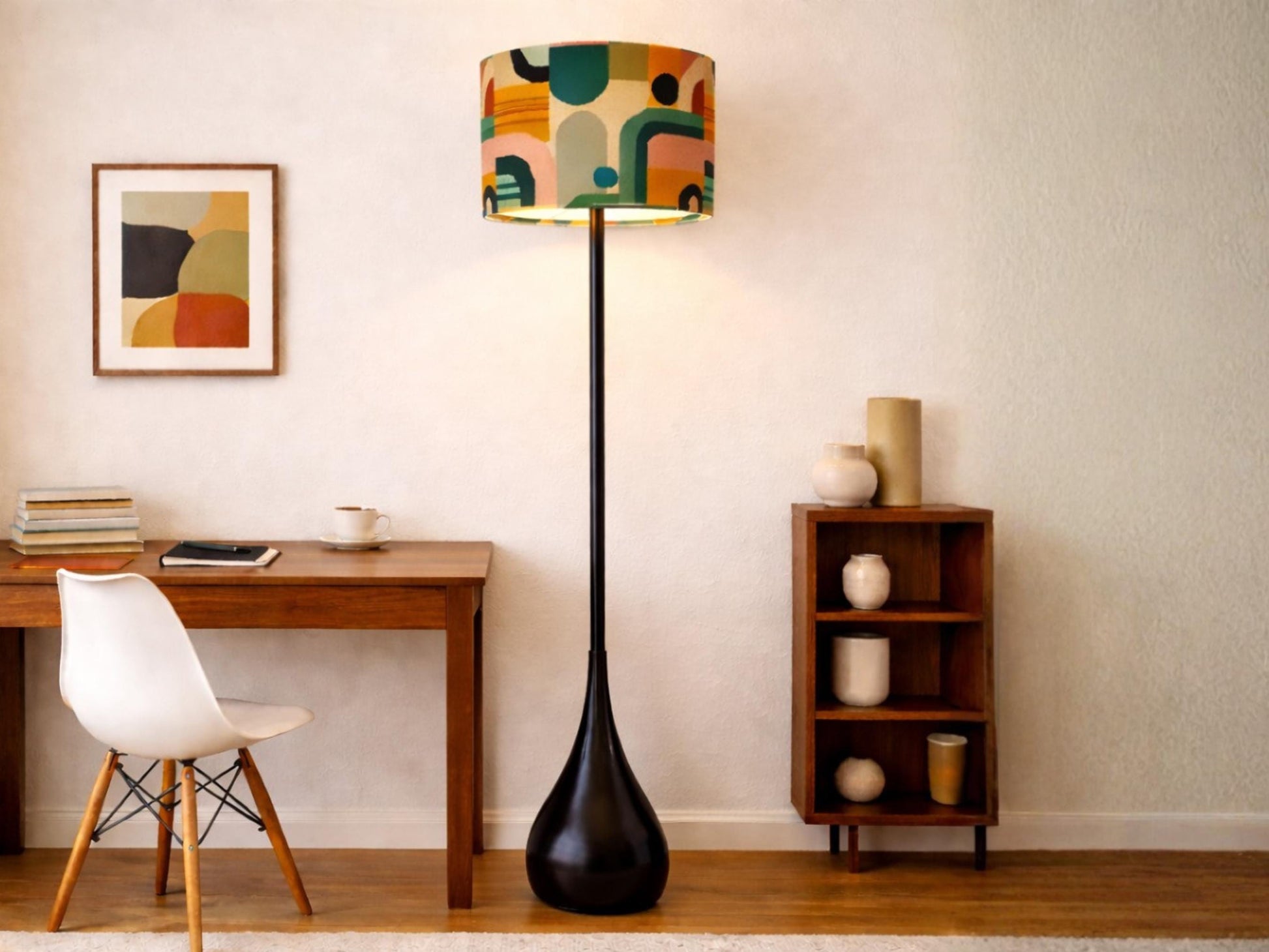 Floor Lamp Remote Control Midcentury Modern Teardrop Living Room Lamp Gift Housewarming Present Idea MCM Design Bedroom Lighting Floor Lamp