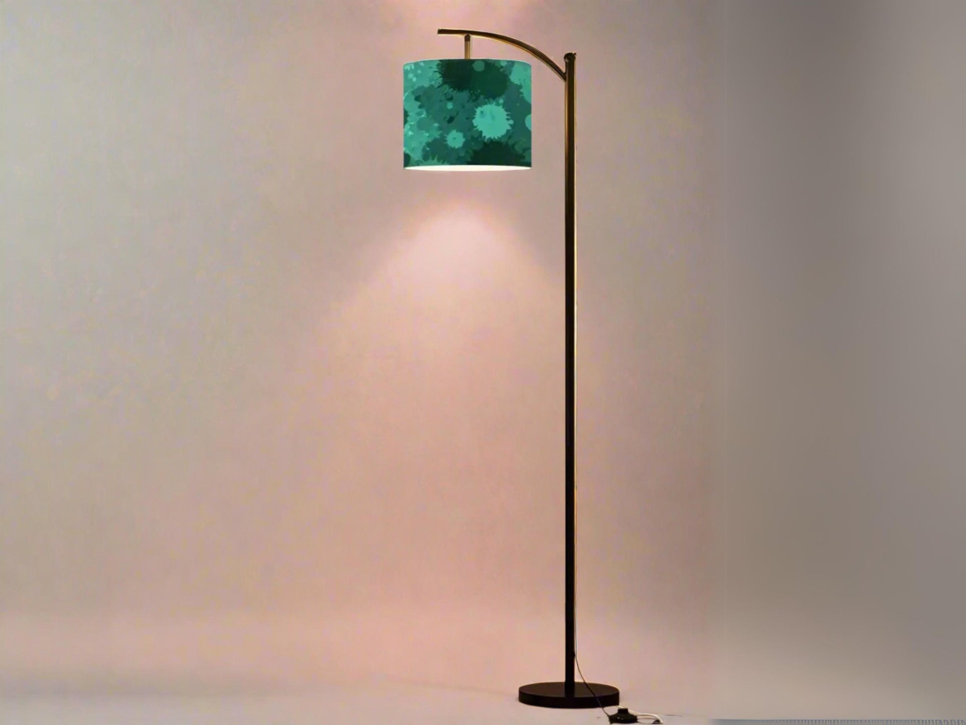 Arc Floor Lamp Modern Splash Teal Splatter Living Room Lamp Gift Housewarming Present Idea Modern Design Bedroom Lighting Floor Lamp Gift