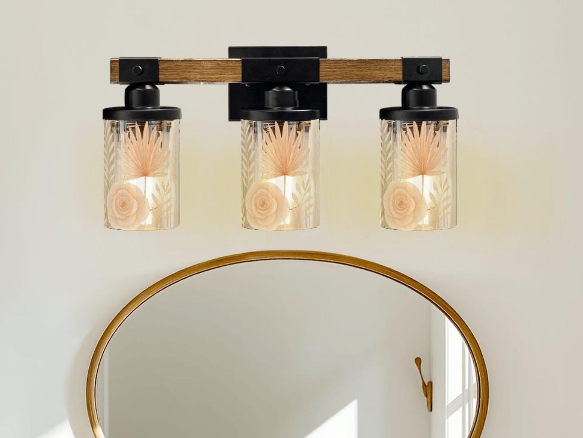 Modern Vanity Light Fixture Bathroom Lighting Desert 3-Light Decorative Metal and Glass Restroom Light Desert Orange Light Over Sink Decor