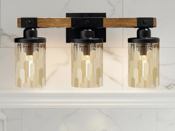 Vanity Light Fixture - 3 Light Bathroom Wall Sconce with Botanical Leaves Motif