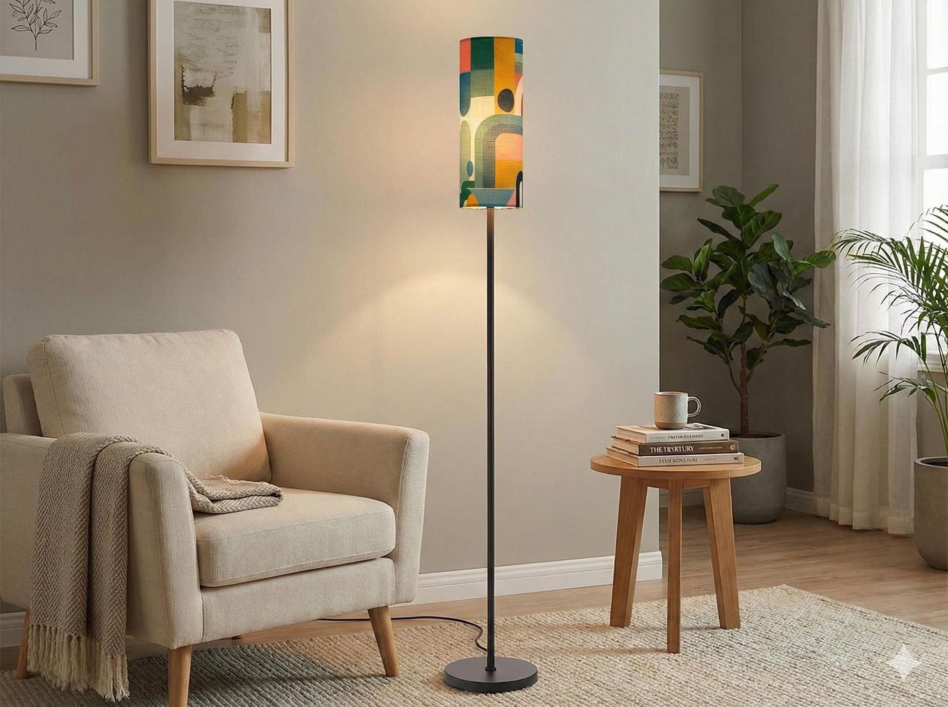 Floor Lamp Mid Century Modern Abstract Floor Lamp Retro MCM Floor Lighting Tall Lamp Geometric Minimalist Accent Lighting Vintage Mod Decor