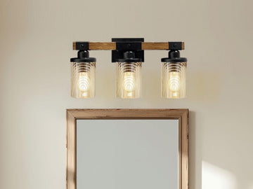 Luxury Bathroom Lighting Minimalist Vanity Light Fixture 3-Light Decorative Metal and Glass Restroom Light Lined Arch Light Over Sink Decor