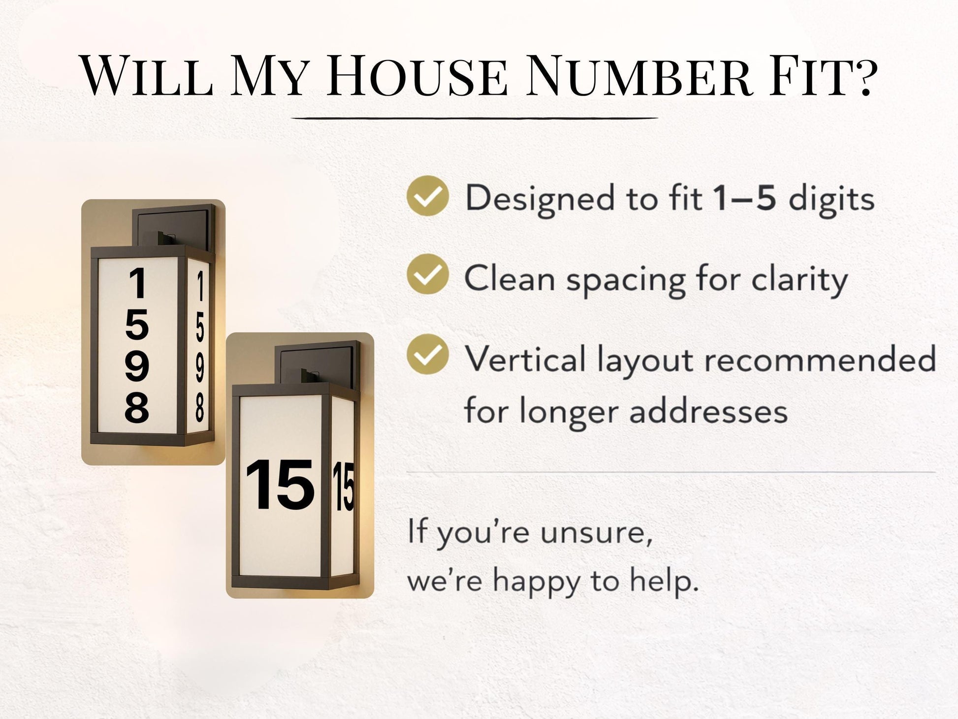 modern porch light with house numbers