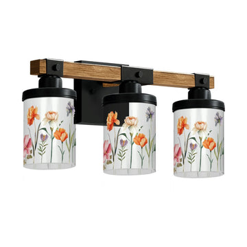 Orange Wildflower Three-Light Vanity Fixture