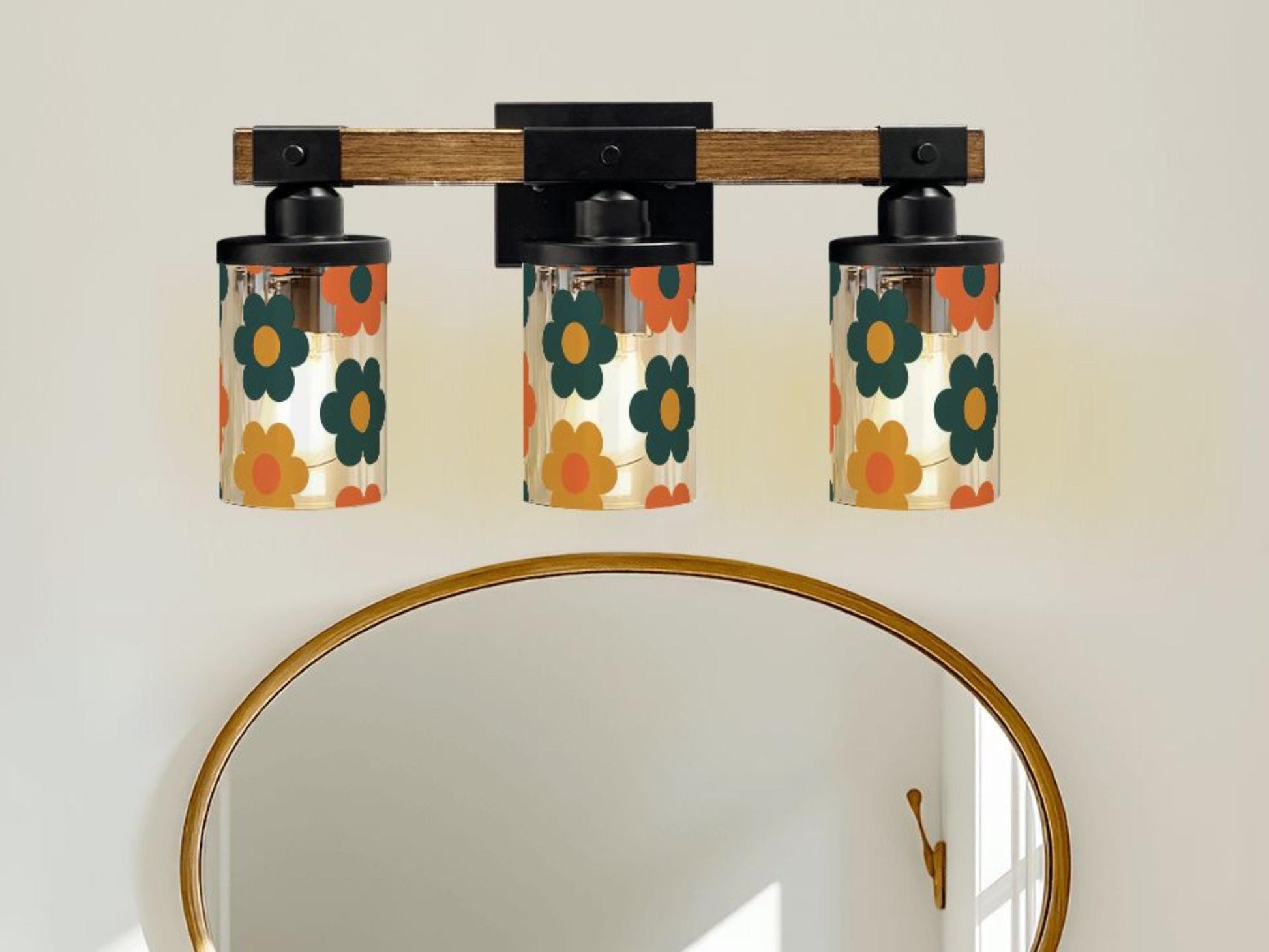 Luxury Vanity Lighting Mid Mod Bathroom Lighting Midcentury Modern 3-Light Decorative Metal and Glass Restroom Light MCM Over Sink Decor