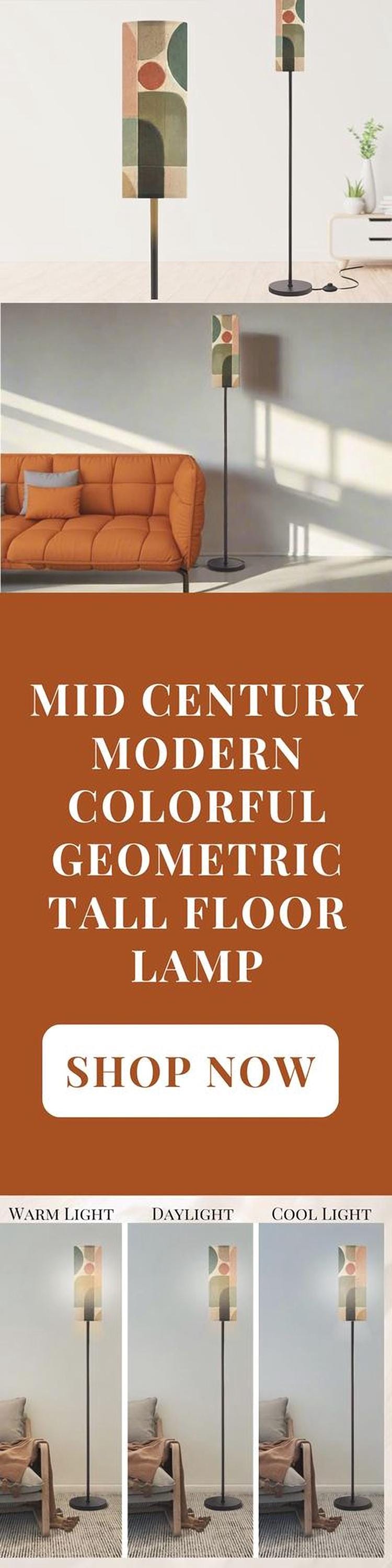 Mid Century Modern Abstract Floor Lamp Retro MCM Floor Lighting Tall Lamp Geometric Minimalist Accent Lighting Vintage Mod Decor Floor Lamp