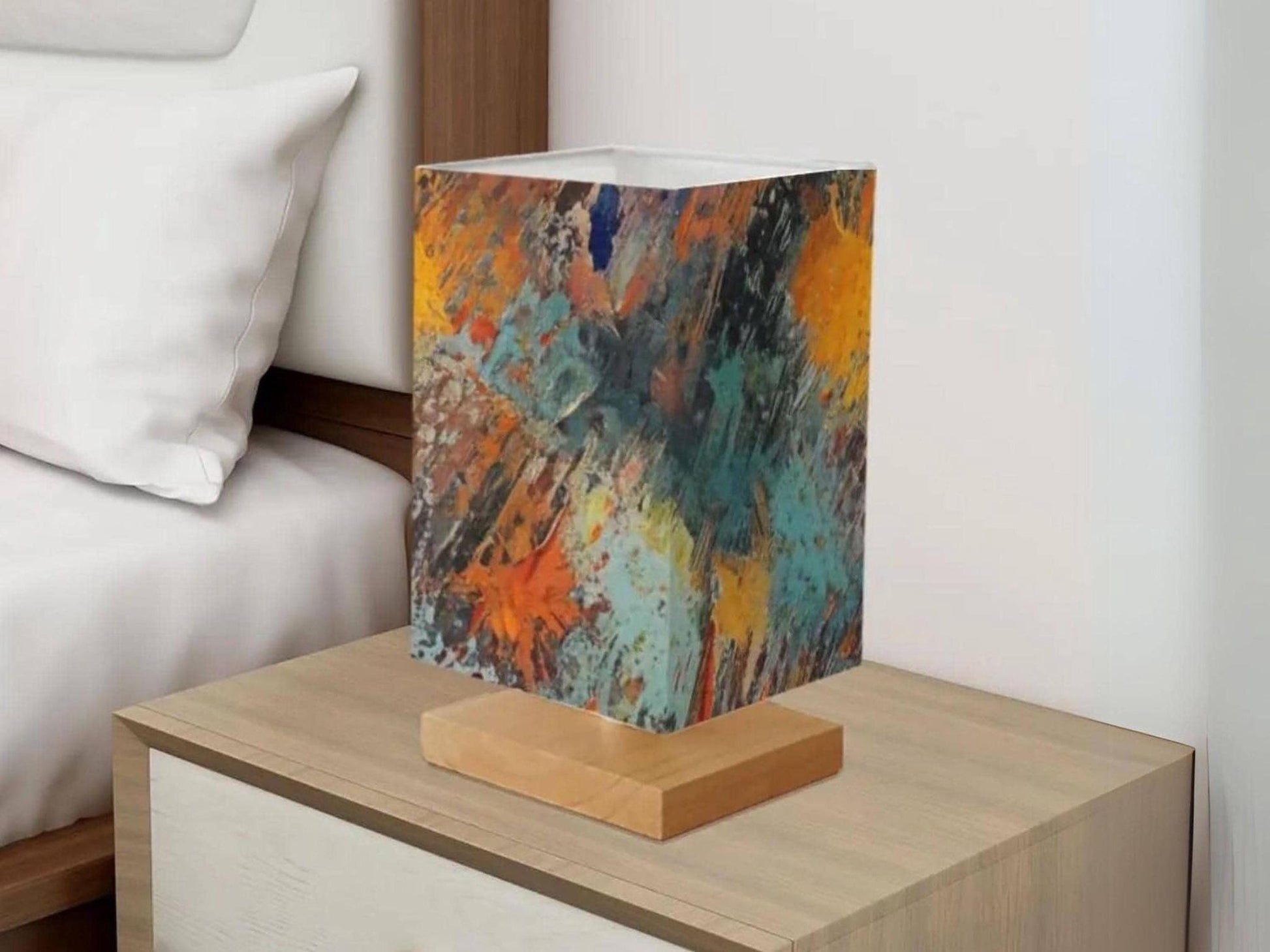 Table Lamp With Remote Control For Bedroom Watercolor Paint Splatter Lamp Small Desk Lamp For Office Wood Desk Lamp Lighting for Living Room