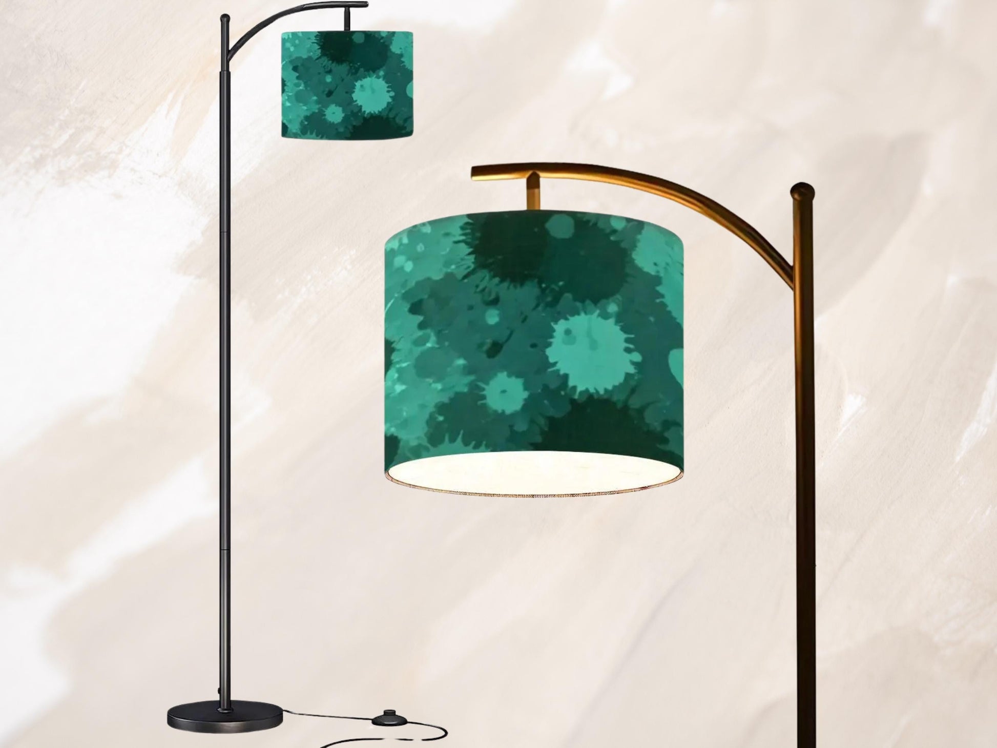 Arc Floor Lamp Modern Splash Teal Splatter Living Room Lamp Gift Housewarming Present Idea Modern Design Bedroom Lighting Floor Lamp Gift