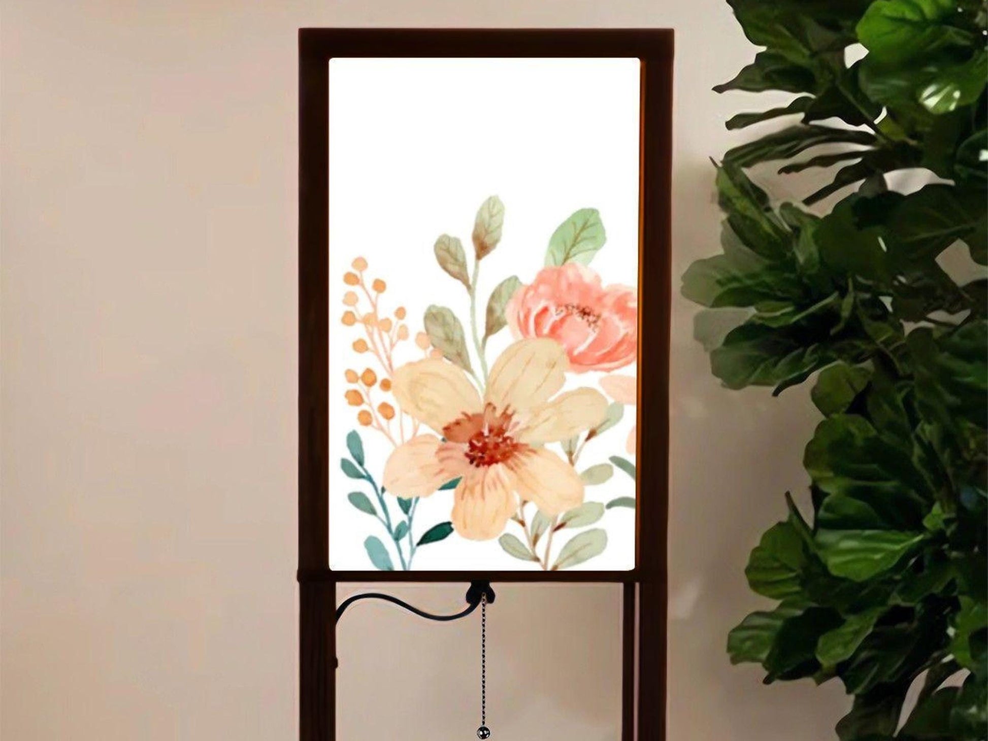 Floor Lamp Wooden Shelves Floral USB Floor Lamp Living Room Lighting Made in USA Floor Lamp With 3 Shelves Bedroom Lighting for Living Room