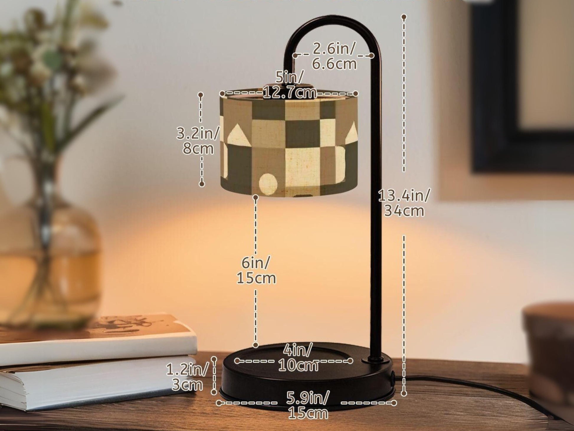 Candle Warmer Lamp Scented Soy Wax Warmer Candle Lamp For Nightstand Geometric Brown Candle Housewarming Gift For Her Scent Candle Gift Idea