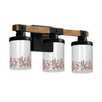 Pink Tulip Border Three-Light Vanity Fixture