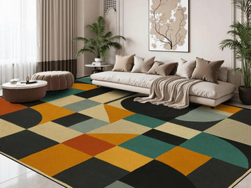 9ft x 12ft Large Area Rug Midcentury Modern Large Living Room Rug Indoor Outdoor Design Carpet 108in x 144in Family Room Rug Soft Short Pile