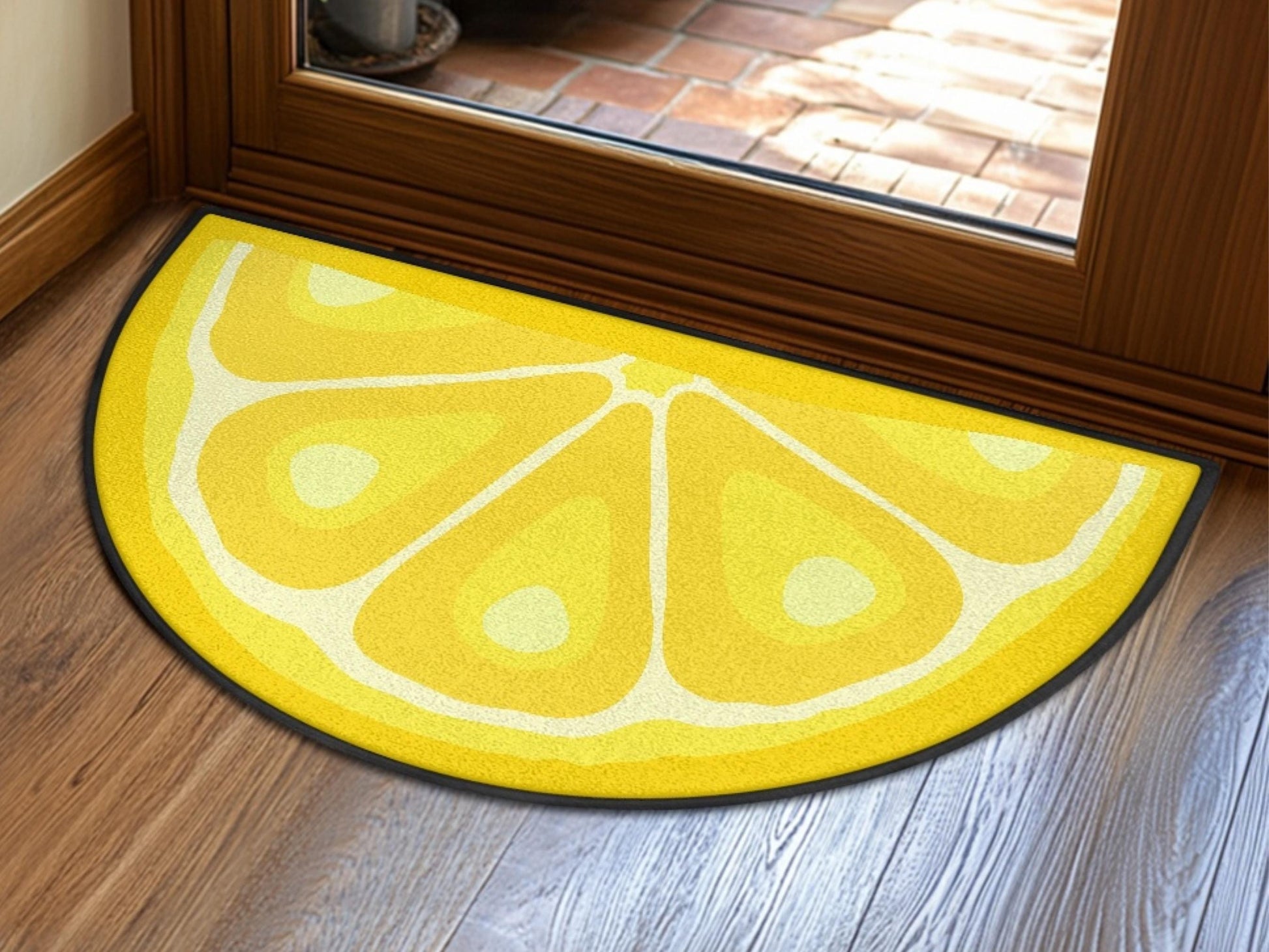 Welcome Mat Entryway Rug Semi-Circle Lem Slice Rug Indoor Modern Design Carpet Accent Welcome Mat Mid Mod Rug Soft Short Pile Midmod Rug