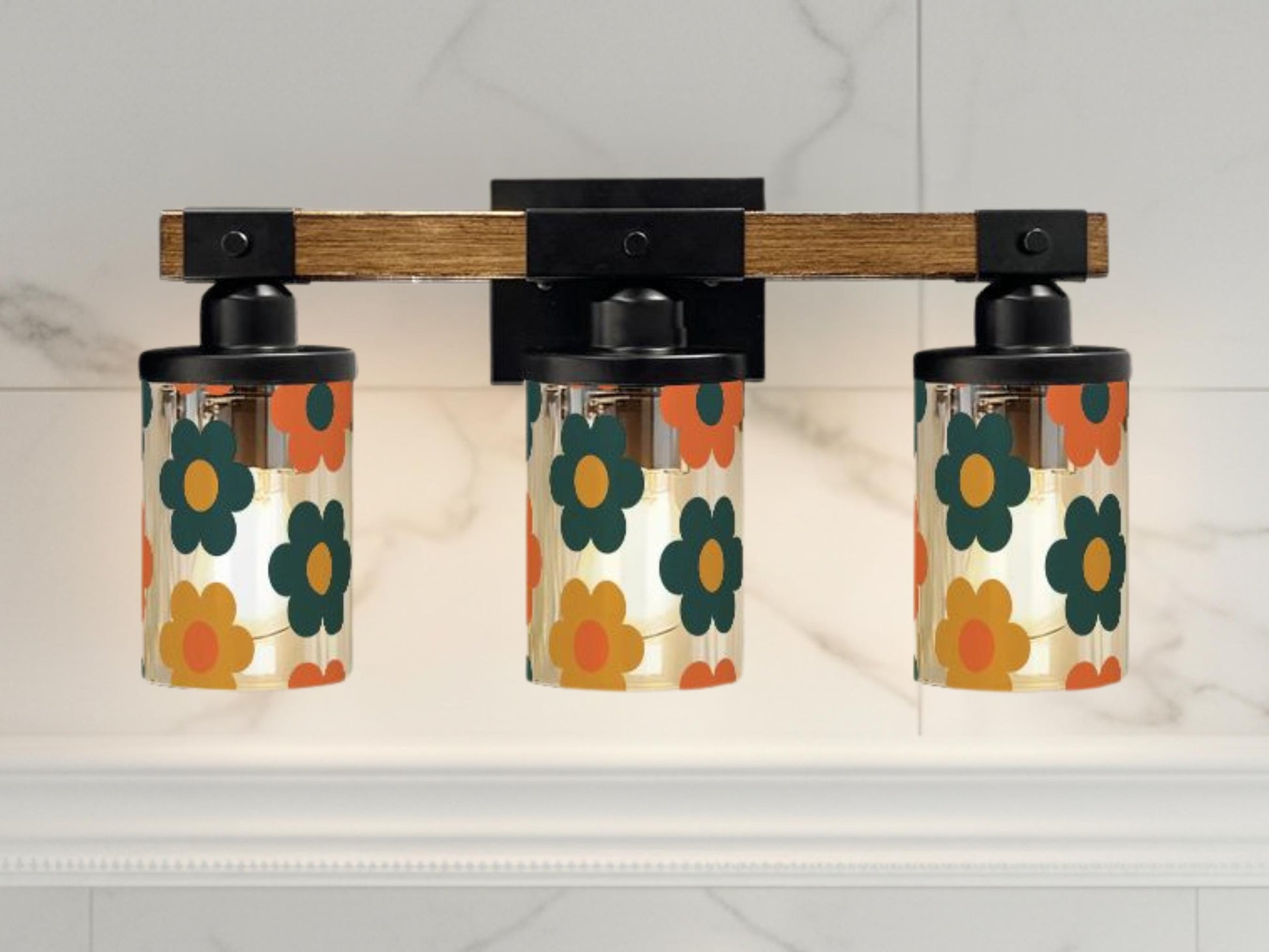 Luxury Vanity Lighting Mid Mod Bathroom Lighting Midcentury Modern 3-Light Decorative Metal and Glass Restroom Light MCM Over Sink Decor